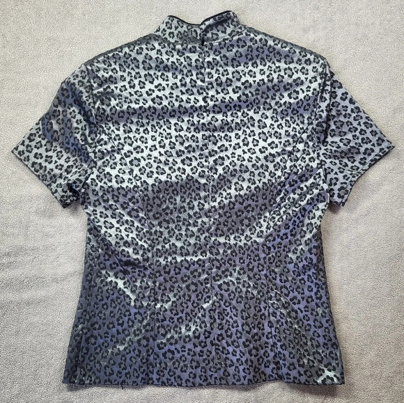 Vintage Jessica Howard 80's Cheongsam Style Leopard Print Satin Blouse - Picture 10 of 13